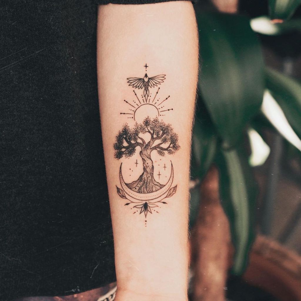 Tree Tattoo by Manon representing the sky and the earth w Click A Tree.