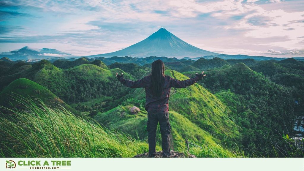 Person in the mountains. New Year's Resolution.