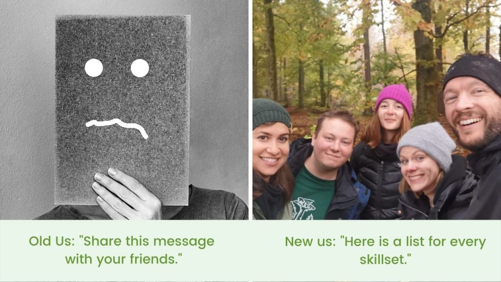 Volunteering at Click A Tree - Old Us vs New Us